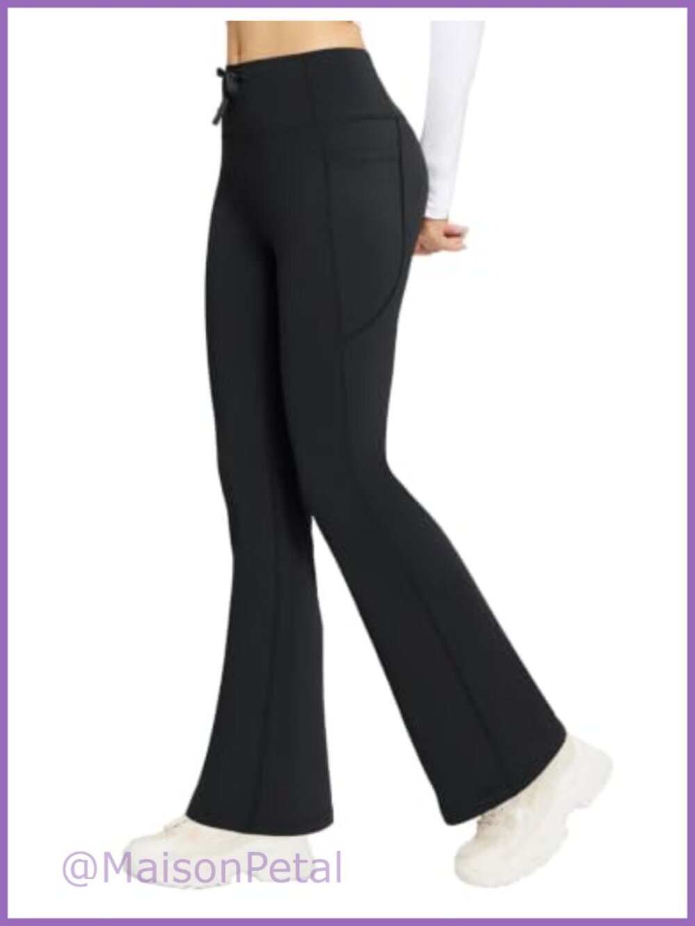 Fleece Lined Flare Leggings High Waist Yoga Winter Pants Pockets